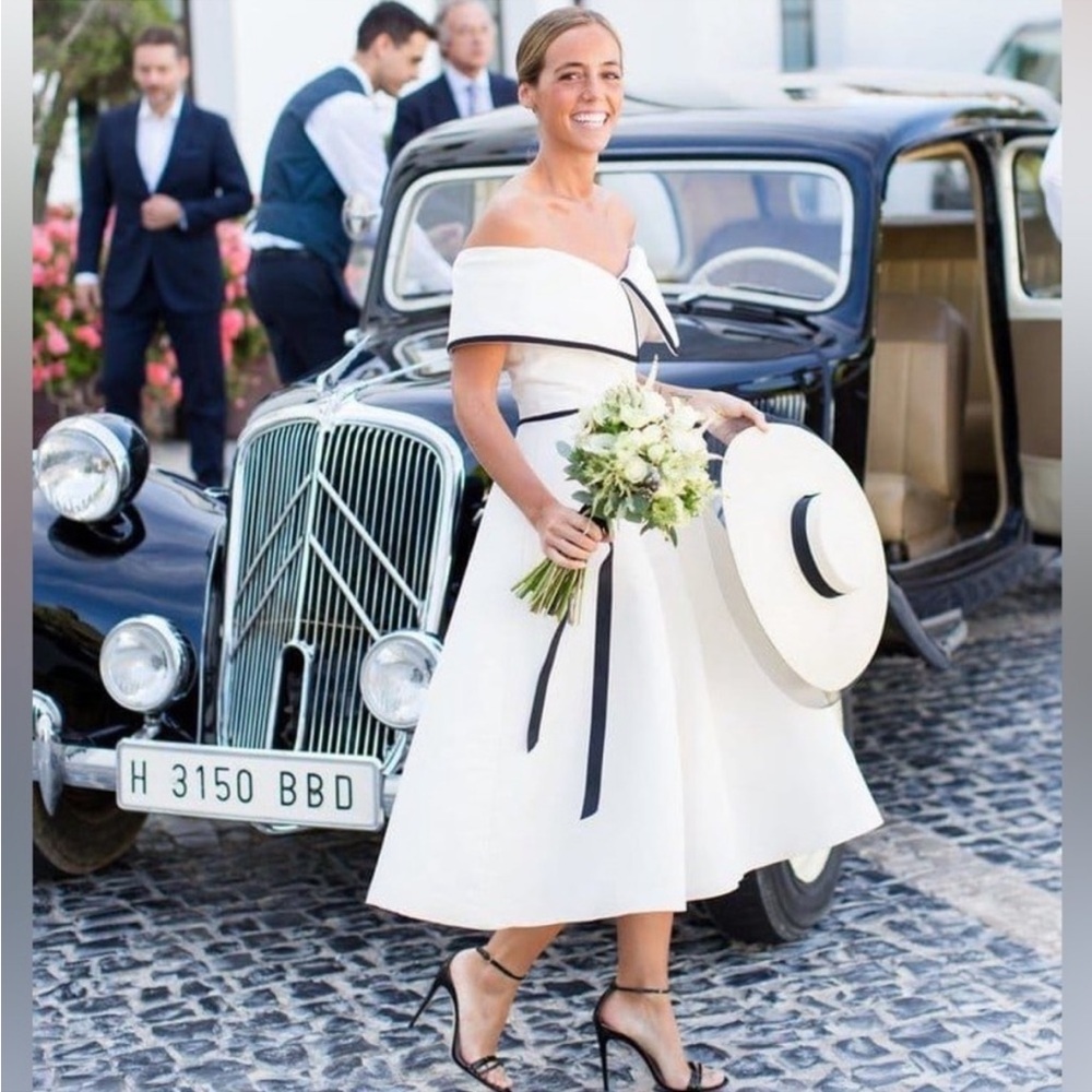 Cinderella White & Navy-trim Dress + Matching Hat
